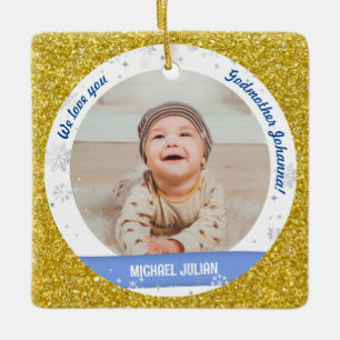 Ornamento De Cerâmica Fotos de Gêmeos Meninos Madrinha Primeiro Natal Be