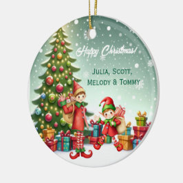 Ornamento De Cerâmica Fotos de Natal do Pequeno Elfo Personalizado