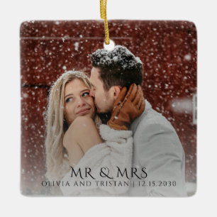 Ornamento De Cerâmica Fotos de Natal Sr e Sra