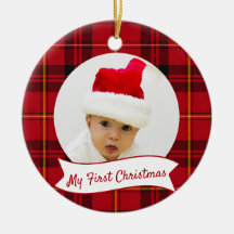 Fotos do Primeiro Natal do Bebê em Xadrez Tartan V