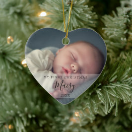 Ornamento De Cerâmica Fotos Modernas do Bebê Primeiro Natal