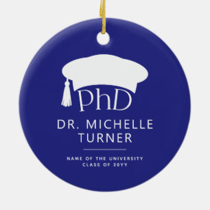 Ornamento De Cerâmica Fotos Personalizadas de PhD Doutorado Graduação