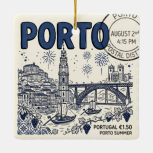 Ornamento De Cerâmica Fotos Personalizadas de Viagem para Porto Portugal