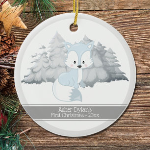 Ornamento De Cerâmica Fox Árctica de Natal