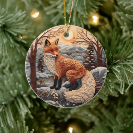 Ornamento De Cerâmica Fox Chirstmas 3D