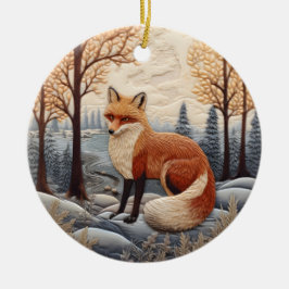 Ornamento De Cerâmica Fox Chirstmas 3D