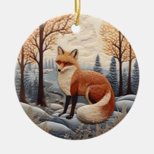 Ornamento De Cerâmica Fox Chirstmas 3D