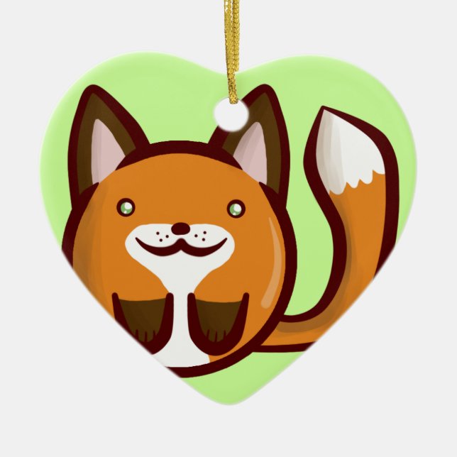 Ornamento De Cerâmica Fox de Chibi (Frente)