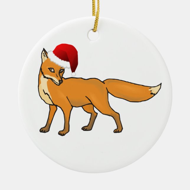 Ornamento De Cerâmica Fox do Natal (Frente)