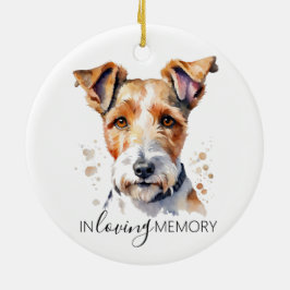 Ornamento De Cerâmica Fox Terrier memorial aquarela natal