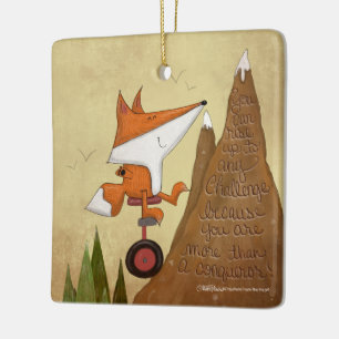 Ornamento De Cerâmica Fox Uniciclist-Mais que Conquistador
