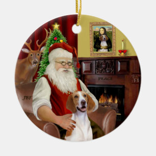 Ornamento De Cerâmica Foxhound Papai noel-americano