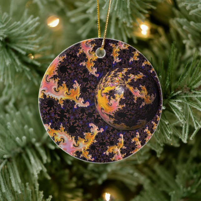 Ornamento De Cerâmica Fractal Firestorm Sphere (Árvore)