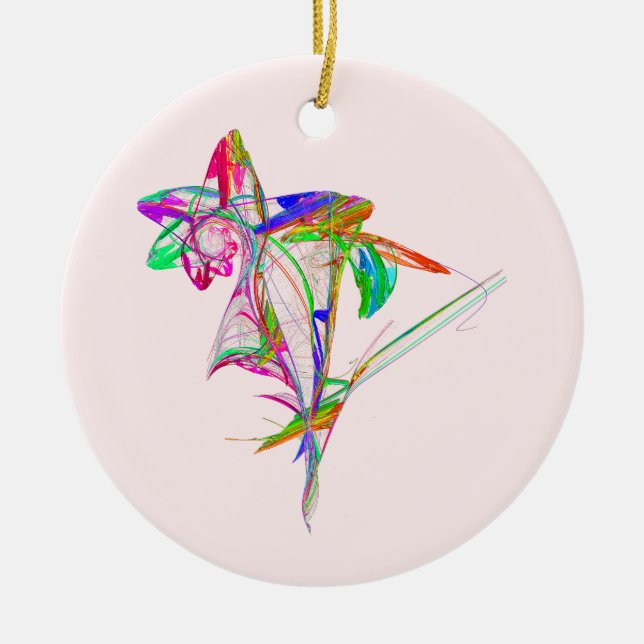 Ornamento De Cerâmica Fractal - Flor e Bud (Frente)