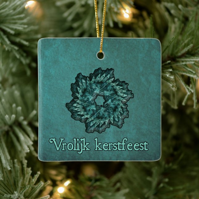 Ornamento De Cerâmica Fractal Wreath - Vrolijk kerstfeest (Árvore)