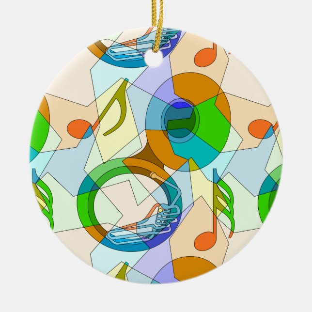 Ornamento De Cerâmica Fragmentos de Nota de Música Tuba (Frente)