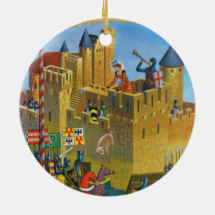 Ornamento De Cerâmica France, vintage francês Carcassonne medieval