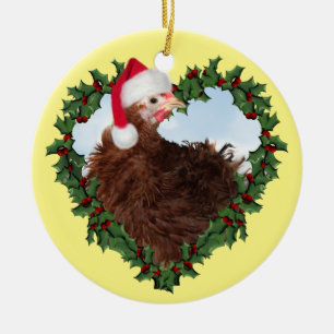 Ornamento De Cerâmica Frango de Natal * Fio-frade