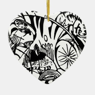 Ornamento De Cerâmica Franz Marc - Tigre Preto e Branco - Arte Abstrata
