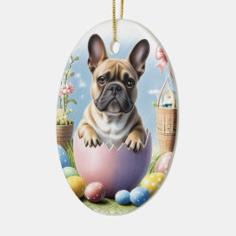 Ornamento De Cerâmica Französische Bulldogge Frohe Ostern French Bulldog