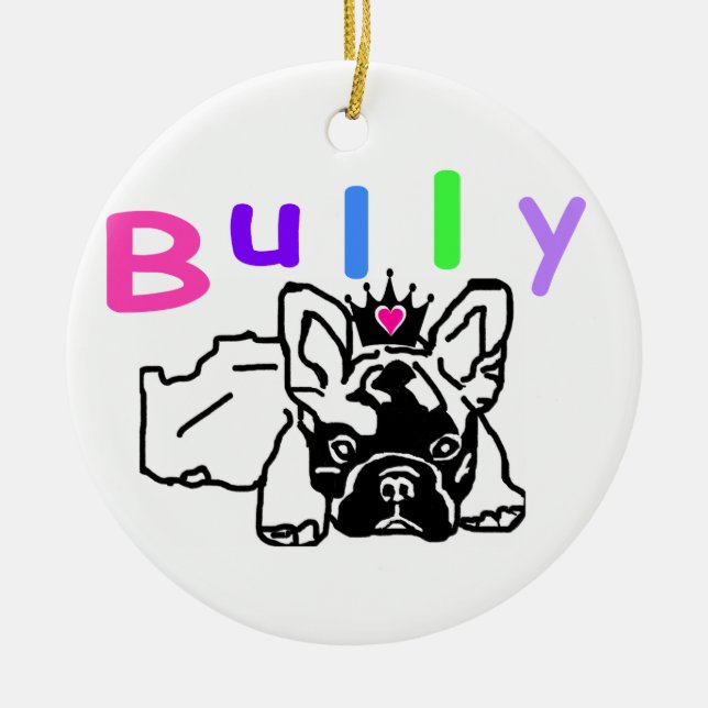 Ornamento De Cerâmica Französische Bulldogge Krone French Bulldog (Frente)