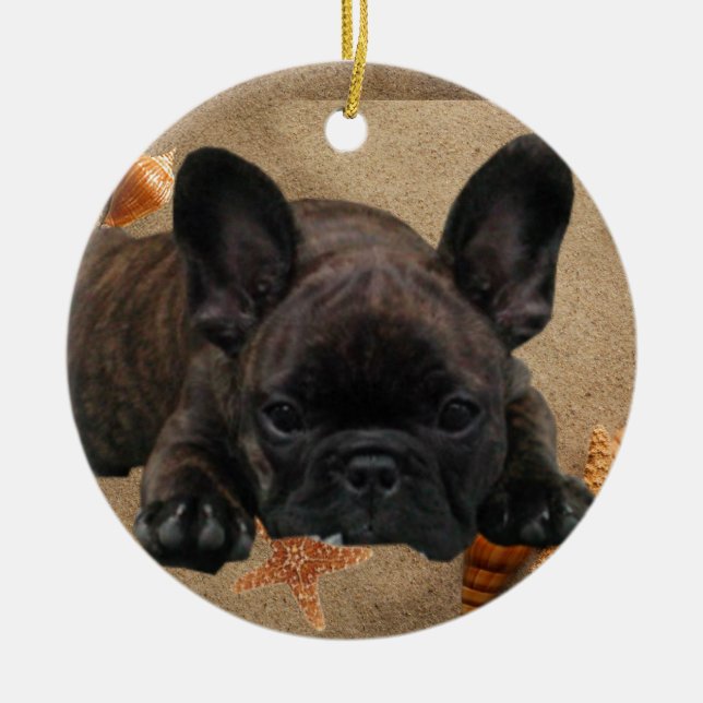 Ornamento De Cerâmica Französische Bulldogge Weihnachtsbaum Ornament (Frente)