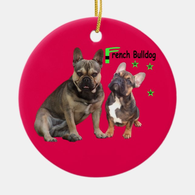 Ornamento De Cerâmica Französische Bulldoggen Keramik Ornament (Frente)