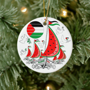 Ornamento De Cerâmica Freedom Global Sumud Flotilla Boats para Gaza