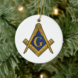 Ornamento De Cerâmica Freemason Masonic Square e Compass Freemasonry
