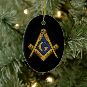 Ornamento De Cerâmica Freemason Masonic Square e Compass Freemasonry