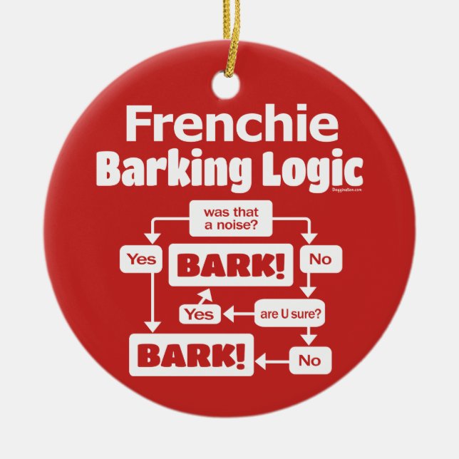 Ornamento De Cerâmica Frenchie Barking Logic (Frente)