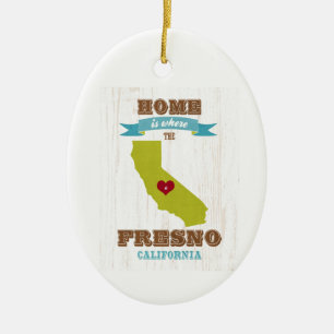 Ornamento De Cerâmica Fresno, Mapa Da Califórnia É Onde Está O Coraç