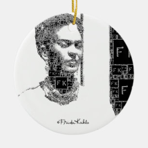 Ornamento De Cerâmica Frida Kahlo Black and White Portrait