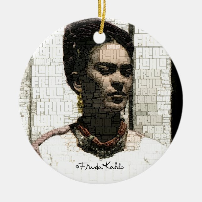Ornamento De Cerâmica Frida Kahlo Textile Portrait (Frente)