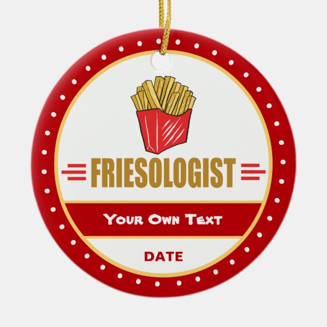 Ornamento De Cerâmica Fries franceses engraçados (Frente)