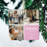 Ornamento De Cerâmica Frio de 3 Fotografias Definição Fácil de Colagem<br><div class="desc">Bela Enfeites de natal Funtie. Presentes perfeitos para uma TIA DIVERTIDA! Basta carregar 3 de suas fotos favoritas,  personalizar a definição e personalizar adicionando nome/s.</div>