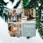 Ornamento De Cerâmica Frio de 3 Fotografias Definição Fácil de Colagem<br><div class="desc">Bela Enfeites de natal Funtie. Presentes perfeitos para uma TIA DIVERTIDA! Basta carregar 3 de suas fotos favoritas,  personalizar a definição e personalizar adicionando nome/s.</div>