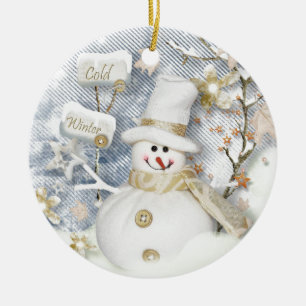 Ornamento De Cerâmica Frio Winter Snowman