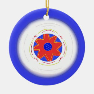 Ornamento De Cerâmica Frisbee Azul Legal