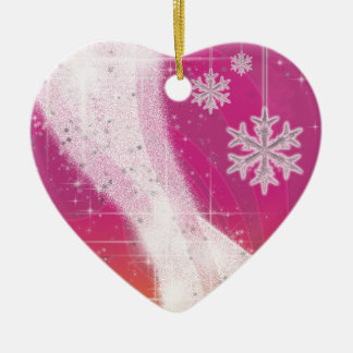 Ornamento De Cerâmica Friso da Estrela de Neve (rosa e amarelo) personal