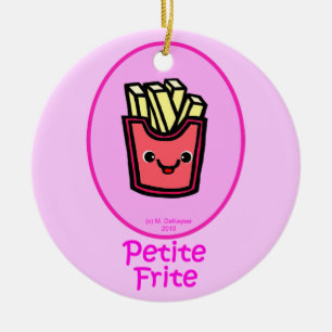 Ornamento De Cerâmica - Fritada pequena cor-de-rosa - batatas fritas