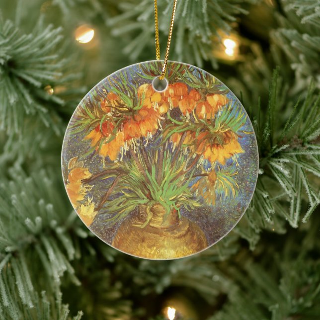 Ornamento De Cerâmica Fritillarias em um Vaso de Cobre por Vincent van G (Árvore)