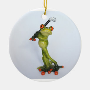 Ornamento De Cerâmica Froggie Golfer