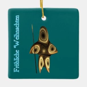 Ornamento De Cerâmica Frohliche Weihnachten - caçador do Fractal de