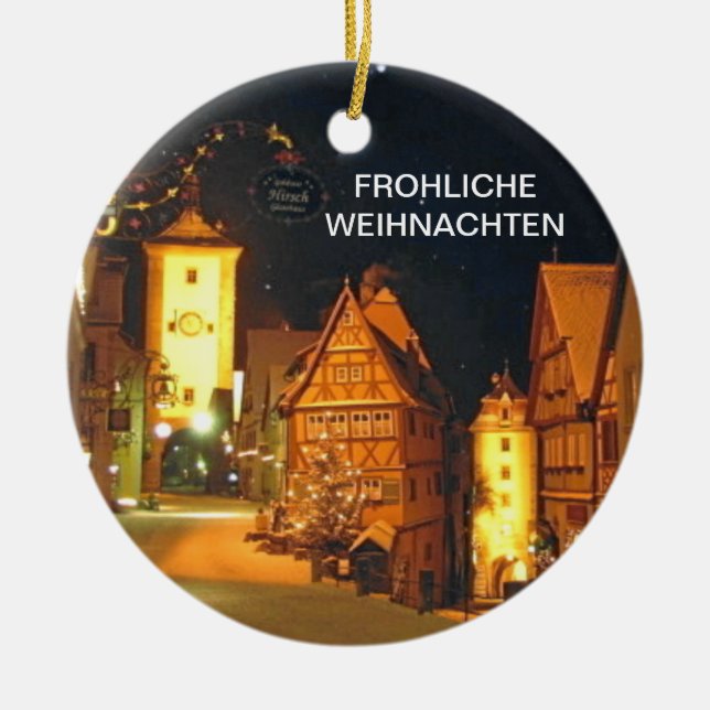 ORNAMENTO DE CERÂMICA FROHLICHE WEIHNACHTEN (FELIZ NATAL) (Frente)