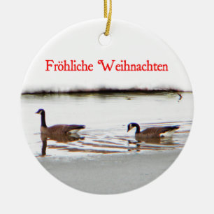 Ornamento De Cerâmica Frohliche Weihnachten - Honkers - Canada Geese