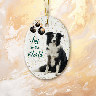 Ornamento De Cerâmica Fronteira Cachorro Joy ao Natal Mundial