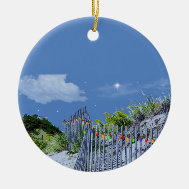 Ornamento De Cerâmica Fronteira de praia e dunas (Frente)