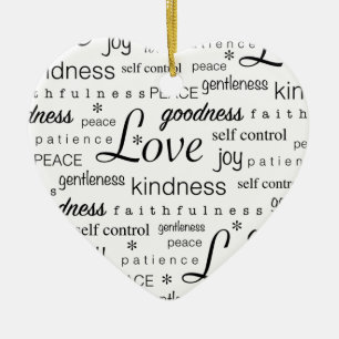 Ornamento De Cerâmica Fruta da alegria da PAZ do amor do branco do preto