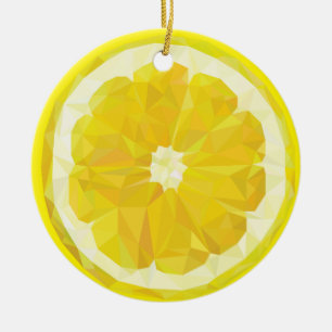 Ornamento De Cerâmica Fruta de Design Geométrica com Fatia de Limão